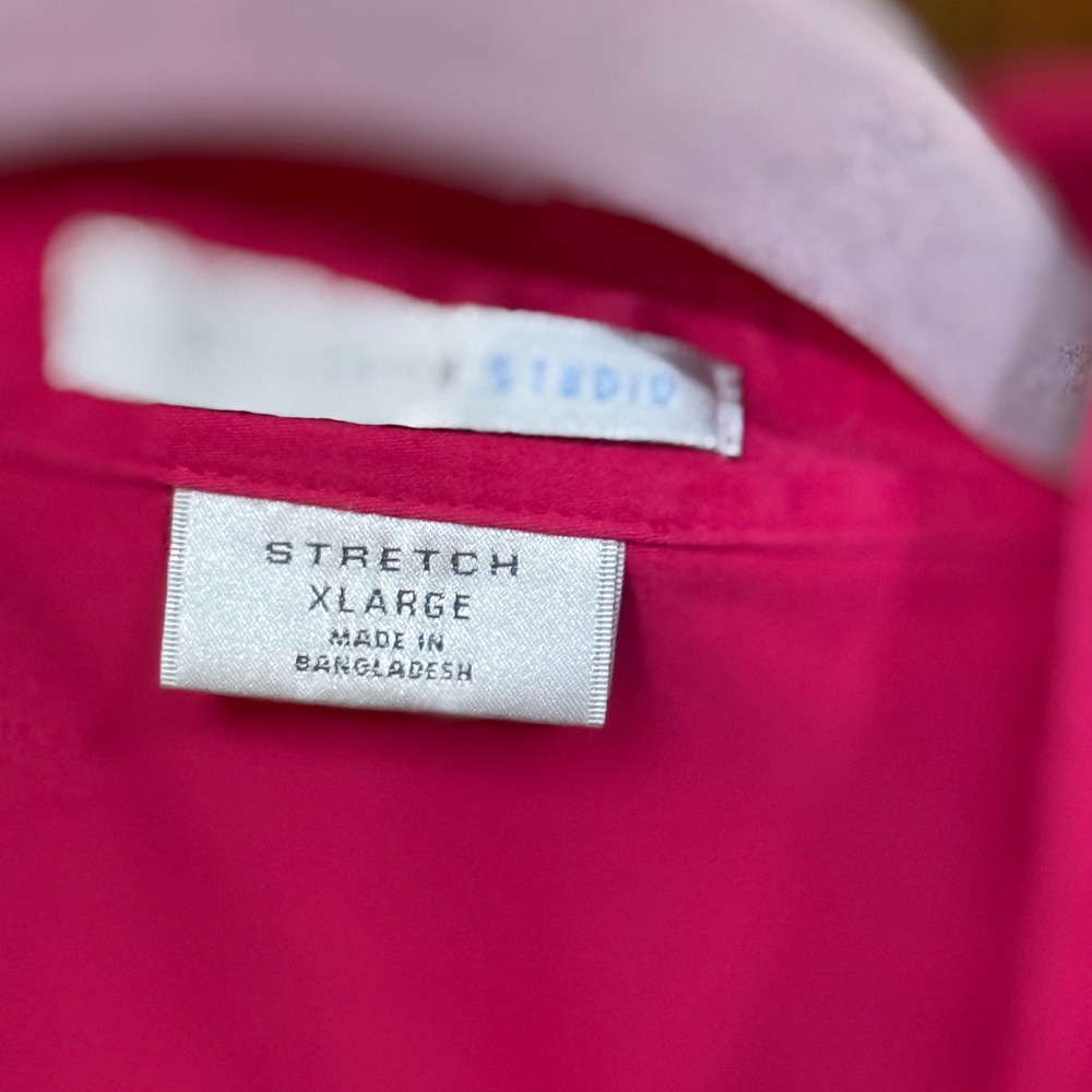 Van Heusen Studio‎ Womens XL Red Sleeveless Button Down Stretch Cotton Shirt - Picture 3 of 6